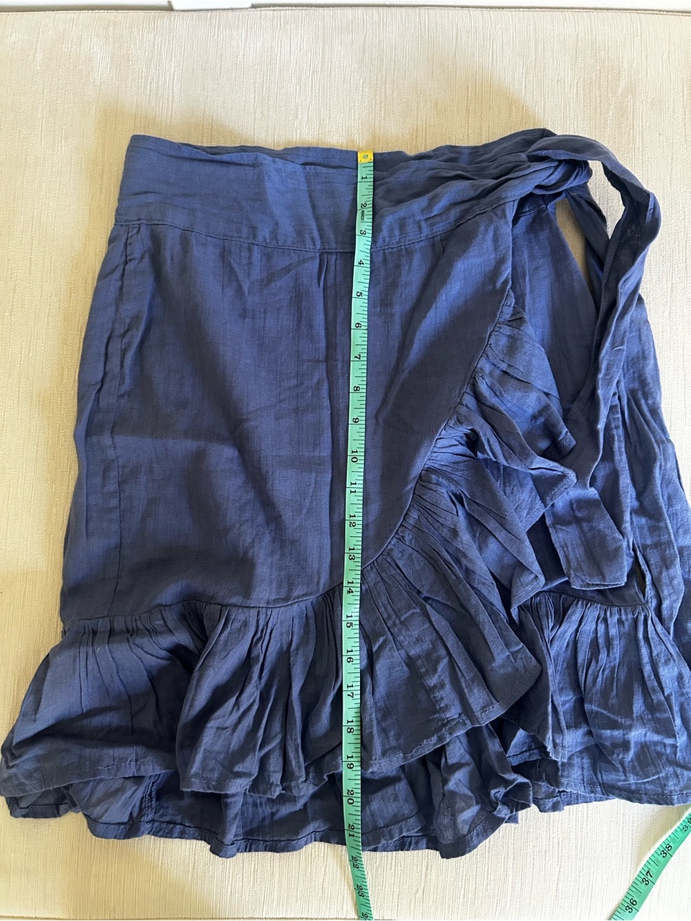 Jen's Pirate Booty Cornflower Blue Ruffle Wrap Mini Skirt Like New - Picture 6 of 6